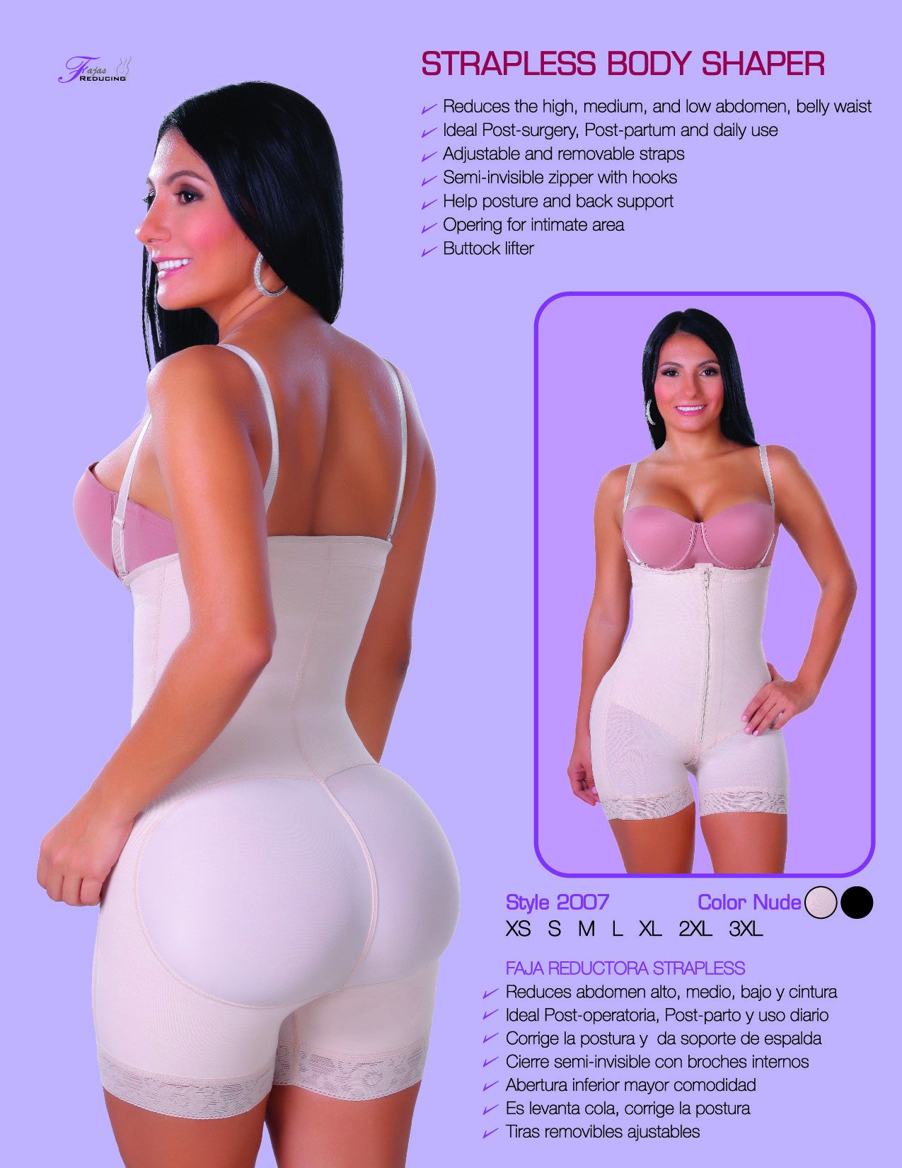 Ref. 1588 Seamless Strapless Thermal Full Body Shaper – JB Sexy Body, Fajas Colombianas